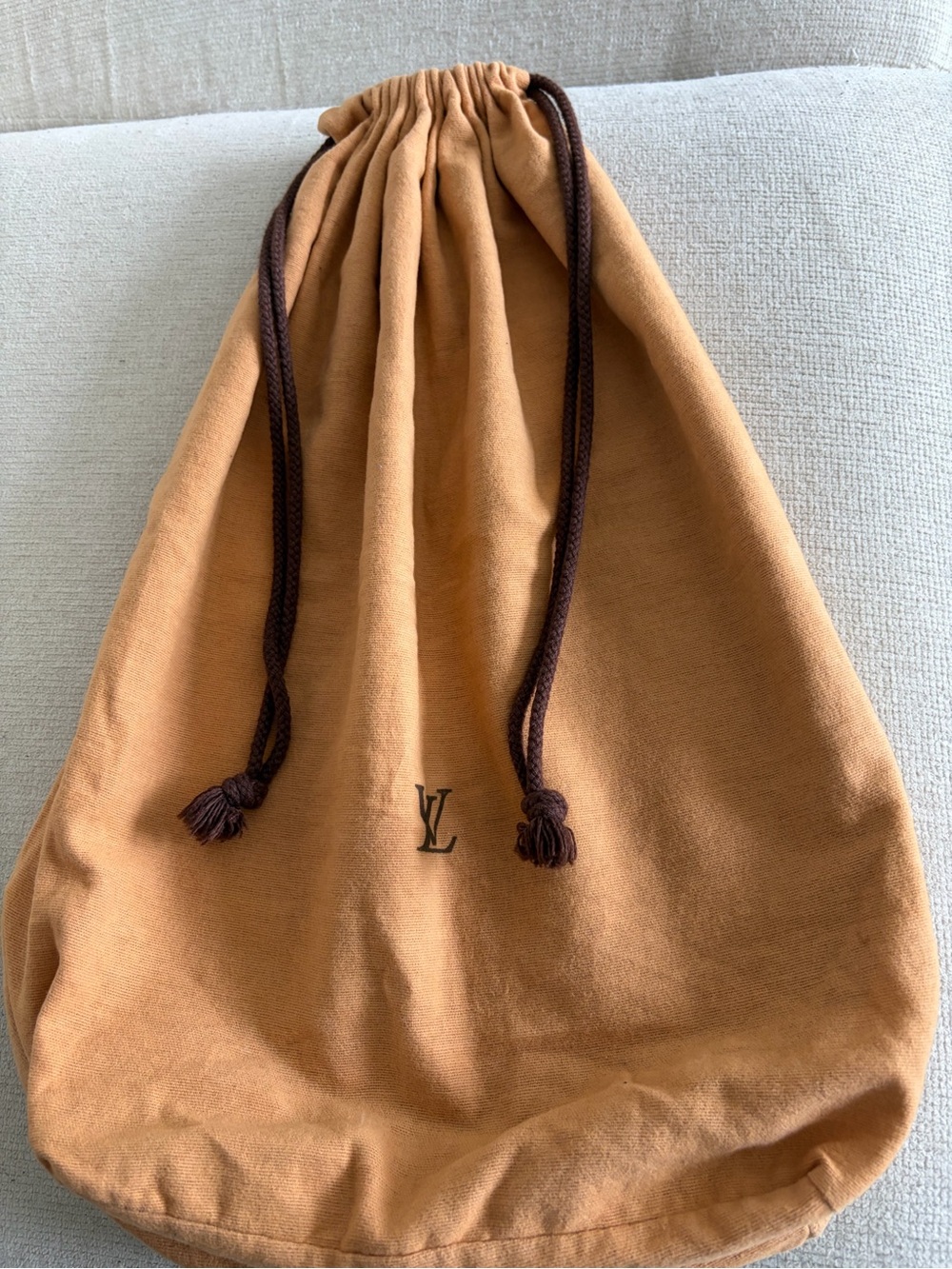 Louis Vuitton Tan Drawstring Dust Pouch with Brown Cords